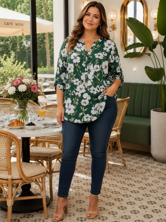 Daniel Rainn Tops - Daniel Rainn Green & White Floral Top